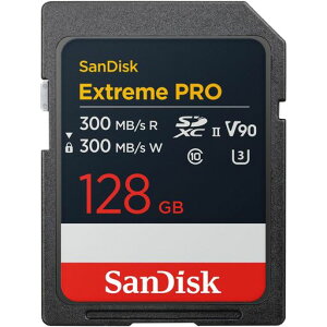 SanDisk 128GB Extreme PRO SDXC UHS-II �������[�J�[�h - �ő�300MB/�b�̓ǂݎ��Ə������ݑ��x�AV90�A8K�A4K UHD�ASD�J�[�h - SDSDXDM-128G-GN4IN�B