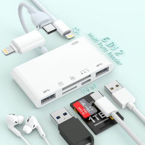 MFiFؕiiPhoneSDJ[h[_[6in2Lightning/TypeC-USB3.0/TypeC/SD/microSDϊA_v^[J[h[_[OTGΉݒsv}[dnC]ʐ^/rfI/