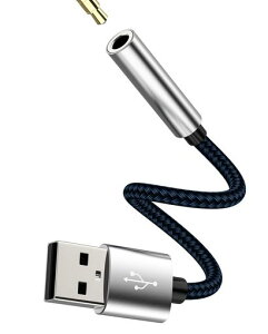 USB to 3.5mm�w�b�h�z���W���b�N�A�_�v�^�[ DAC�I�[�f�B�I�P�[�u�� �T�E���h�J�[�h�C���^�[�t�F�[�X PC�ԍڃ}�C�N �O���w�b�h�Z�b�g�ϊ� PS4 PS5�p�\�R�� �⏕�|�[�g �X�s�[�J�[ �m�[�gPC �R���c