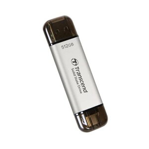 トランセンドジャパントランセンドポータブルSSD512GB高速最大1050MB/s超小型軽量11gType-A/Type-C両対応PS4/PS5動作確認済USB10GbpsシルバーTS512GESD310S