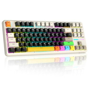 ATTACK SHARK X87 �Q�[�~���O�L�[�{�[�h �g���C�[���[�h ���J�j�J���L�[�{�[�h �J���[�u���b�N�̃L�[�L���b�v �z�b�g�X���b�v �T�C�h����L�[�L���b�v �K�X�P�b�g�\�� 5�w�z���t�H�[���f�U�c