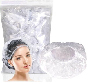 シャワーキャップ使い捨てヘアキャップ使い捨て50枚ヘアーキャップヘアーカラー用髪染め用ホテル・エステ用PE製ヘアキャップ使い捨てヘアキャップ防水透明男女兼用(白、50個)