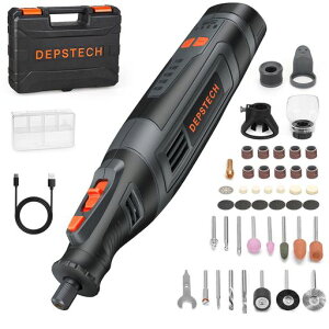 DEPSTECH�~�j���[�^�[8V�����[�^�[�[�d���R�[�h���X30000RPM������]5�i�ϑ�46��ރA�N�Z�T���[LED���C�g���ړd���n���h���[�^�[DIY�n��p�ؒf/�J�b�e�B���O�K�C�hA1L