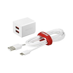 バッファローACUSB充電器2.4A2ポートTypeCケーブル1.5mスマホスマートフォンタブレット【iPhone1515Pro対応】ホワイトBMP12WP2CWH
