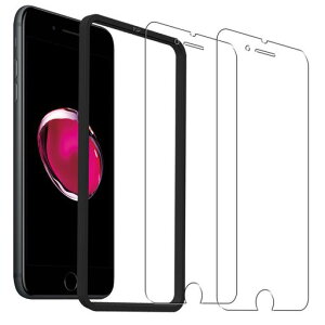HUAKEiPhoneSE3��3����/iPhoneSE2��2����/iPhone8iPhone7�p�K���X�t�B�������Y�Ɏq�f�ސ������K���X�w��h�~�t���ی�t�B�����y(2��)�K���X�t�B����+�K�C�h�g�t���z