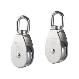 CAIYUDPTTS滑車小型滑車M15ローププーリースイベル式ステンレス滑車豆ブロック耐荷重70kg二個セット