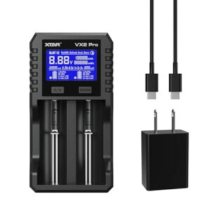 XTAR VX2 PRO SET ���@�\�o�b�e���[�[�d�� �P3�P4 1.5V���`�E���ƃj�b�P�����f�d�r 3.2V LiFePO4/3.6V/3.7V Li-ion 10340~32650 18650 20700