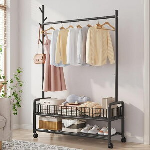 ハンガーラック90cmおしゃれコートハンガー2層高さ176cm*90cm*36cm室内玄関シンプル一人暮らしコート掛け組み立て簡単帽子キャリーバッグ衣服リビング寝室ブラック