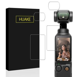 HUAKE ���Y�Ɏq�f�ސ� Osmo Pocket 3 / Pocket 4 �p �K���X�t�B����(2��) �J�����t�B���� (2��) �����K���X �d�x9H �t�� �ی�t�B����