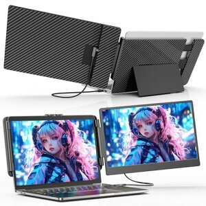 Laptomo S1 �f���A�����j�^�[ 14�C���` IPS �|�[�^�u�����j�^�[FHD 1080P �f���A���X�N���[���m�[�g�p�\�R���f�B�X�v���C�g�� �A�ɓK�p�m�[�g�p�\�R��13-17�C���` USB-C/HDMI�|�[�g�t���A�Ή�