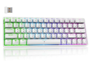 DieryaDK63ワイヤレスゲーミングメカニカルキーボードBluetooth/2.4G/有線接続赤軸メカニカルスイッチ60%キーボードRGBバックライト全キー無衝突英語配列Windows/Mac対応(ホワイト赤軸)