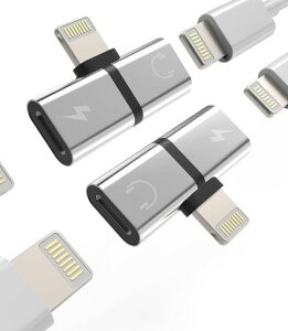 �Ή�iPhone�C���z���A�_�v�^�[(2�p�b�N)2in1�I�[�f�B�I&�[�d����f���A��Lightning�W���b�N AUX�P�[�u���ϊ� 13 12 11 Pro Max Mini Xs Se 7 X Xr 8Plus �Ή�iPad�Ή�