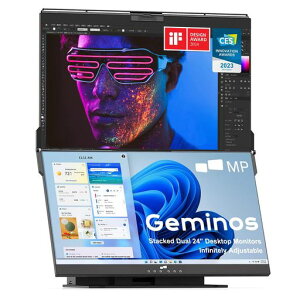 Geminos �f���A�� ���o�C�����j�^�[ 24�C���` FHD1080P 60Hz IPS LED 97%SRGB ���� �܂肽���ݎ� �E�F�u�J���� �f���A���f�B�X�v���C Mac Windows Linux�Ή�