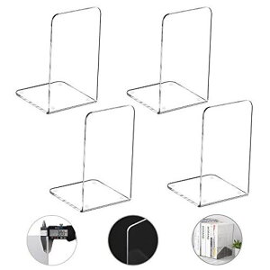 MerryNineブックエンドアクリル製L型透明シリコン滑り止め付き本立てオーガナイザーオフィス図書館学校文房具ギフト(4枚セット)