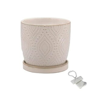 J-kitchensSelect花瓶陶器植木鉢葉紋デザインポットホワイトSΦ12xH11cmオリジナルタグ付