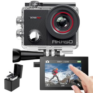 AKASO EK7000 Pro �A�N�V�����J���� 4K 2000����f �^�b�`�p�l���� Type-C�O���}�C�N�Ή� ��u���␳ WIFI���� �L�p�����Y 40m�h�� �����J���� HDMI�o�� �X�|�[�c 2��1350mAh�o�b�e���[ �L�x�ȃA�N�Z�T�c