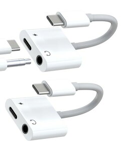 USB-C to 3.5mm�A�_�v�^�[(2�Z�b�g)�w�b�h�z���W���b�N AUX�I�[�f�B�I�X�v���b�^�[ �[�dType-C�|�[�g �Ή�iPhone 16 15 Pro Max�p �Ή�Samsung Galaxy S24 S23 Ultra�Ή�iPad
