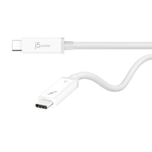 j5createThunderbolt3�P�[�u��Thunderbolt�F�؍ς�|���^���o�[�V�u���R�l�N�^|���ϋv��&���p�r|�ő�40Gbps�f�[�^�]��|5K@60Hz�܂��̓f���A��4K@60Hz�Ή�|USB2.0�݊�|