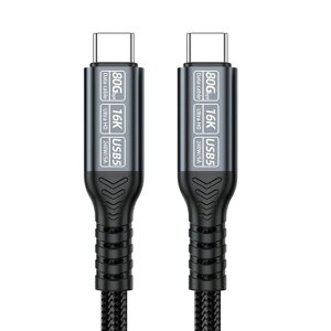 Xiwai 80Gbps USB-C �݊� USB4.0 Thunderbolt3/4/5 USB5.0 �I�X-�I�X �P�[�u�� 240W 16K@30hz 8K@60Hz 5K@60Hz 50cm