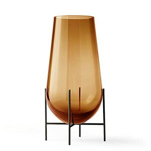 EchasseSmallAmberVaseHeight28cmDiameter15cmBronzeBrassFrame