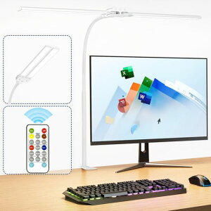 デスクライトリモコン付きスタンドライト卓上ライトled電気スタンドKableRikaダブル光源クランプ・タッチパネル・リモコンスイッチ明るい強力最強タイマー設定調光調色寝室・勉強机・仕…