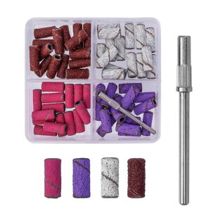 PAVIKEサンディングバンドネイルドラム研磨【60枚セット】サンディングバンド置換マンドレル研削ベアリング付きネイルドリル用サンディングバンドDIY、ネイルアート、工業用彫刻などに…