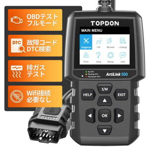 TOPDON obd2 �f�f�@ AL500 ���{��Ή� obd2 �̏�f�f�@ �����ԃX�L�����c�[�� �R�[�h���[�_�[ �t��obd2�@�\ �̏�R�[�h�̓ǎ�/���� �`�F�b�N�G���W���x�����̃I�t�yjobd���Y�Ԕ�Ή�+LED���C�g�ȁc
