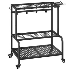 Aibiju工具掃除道具農具収納ラック幅75奥行40高さ73cmガレージスコップ収納植物棚キャスター付き台所棚キッチンラックYD-TL001B