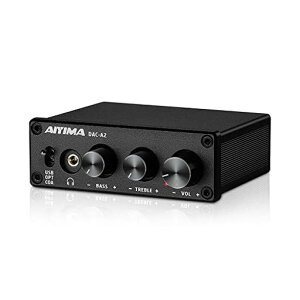 AIYIMADAC-A2ヘッドフォンアンプPC-USB/光/コアキシャル入力、RCA/3.5mmヘッドフォン出力デジタル/アナログ変換アナログ卓上オーディオコンバーター5V24Bit192kHz