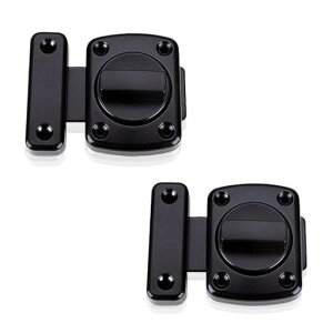 HEJINYUNかぎドアロック2個セット(黒)55x63回転内鍵回転式ドア鍵室内ドア鍵後付け亜鉛合金かぎ玄関浴室ドア伸縮ラッチ金具部屋の鍵侵入防止防犯一人暮らし