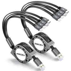 ������莮 4in1 �[�d�P�[�u�� 1.5mx2�{�Z�b�g�}���`�[�d�P�[�u�� �f�[�^�]��&�����ϋv&4�䓯���[�d �^�C�vc/�}�C�N��usb/���C�g�j���O(2) �[�d�R�[�h iphone 17/16/15/14�V���[�Y,Galaxy S26/S25/S24