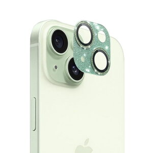 iPhone15/iPhone15Plusカメラ保護フィルムキラキラアルミ合金耐衝撃Joolnカメラ保護カバーキズ防止アイフォン15カメラフィルムアイフォン15プラスレンズ保護カバー複合材質全面保護可愛い(Green)