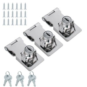 やぬきドアロック【3個セット】引き出しロック(65mmx31mmx30mm/2.5インチ)補助錠引き戸鍵後付け引き出し後付け鍵防犯対策掛金錠鍵クローゼット錠金具引き出し錠食器棚棚収納ボックス用ネジ…