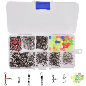スイベルスナップ釣り具セット釣り小物セットライトゲーム仕掛け用釣りコネクターセット多種釣りサルカン含める140個セット10つ仕切りケース付き