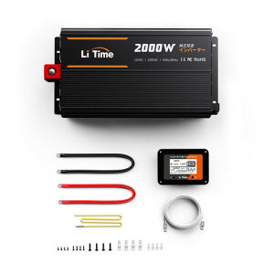LiTime 12V 2000W �������g �C���o�[�^�[ 4000W�u�ԏo�� DC12V AC100V�ϊ� AC�R���Z���g USB�o�̓|�[�g 50Hz/60Hz���g���ؑ։\ �����[�g�R���g���[���\ �Ԓ��� �L�����v �D �}���� �L�b�`���J�[