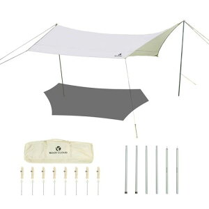 ROCKCLOUDヘキサタープ4.2x4.3mタープ天幕防水タープキャンプタープ日除け高耐水加工遮熱UPF50+紫外線カット2000mm耐水圧6-8人用ポール付きキャンプ用品ピクニックアウトドア収納袋付