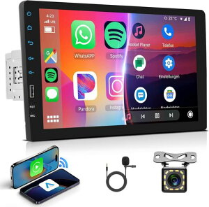 Hodozzy1Din9インチのタッチスクリーン1Din車のラジオワイヤレスCarplayとAndroidAuto無線、カーステレオシングルDinサポートBluetoothハンズフリーMirrorlinkUSBFM