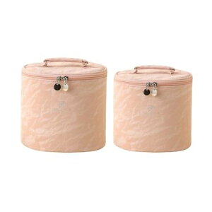 Aylashineメイクポーチ縦型化粧ポーチ大容量椿シリーズハイビジュアルポータブルハンドル付き防水化粧品収納バッグ2点セット(大+小)お出かけ・旅行・自宅保管・贈り物用-ピンク