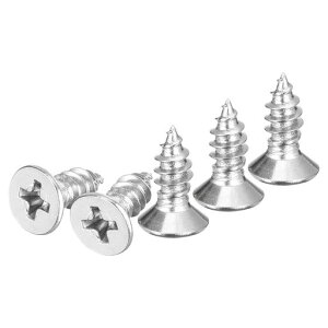 DTGN100個M5x14mmフラットヘッド木ねじ304ステンレス鋼製十字頭自己攻釘-木工家具に最適-シルバー