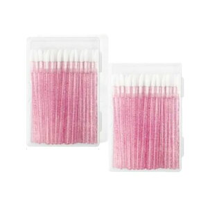 使い捨てリップブラシリップブラシ使い捨て100本入りブラシクリスタル多機能衛生的使いやすいリップワンド唇のブラシソフト美容サロンメイクブラシキット使い捨て業務用ピンク旅行用…
