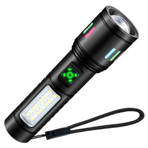 懐中電灯【2025最新の強化版】ハンドヘルドトーチledライト白色と赤色COB作業灯/6モード調光/最大照射距離300m/大容量電池Type-C充電式/電池式スマート急速放熱可変ズームアルミ合金製耐衝…