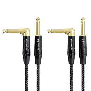 CableMatters2本セット編組ギターケーブル-1.8m、ギターシールドS-L型、6.35mmモノラルプラグ楽器用ケーブルTSストレート-L型プラグ