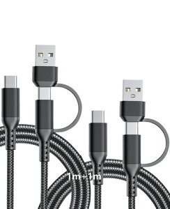 TOMSING2�{�Z�b�g2-in-1USBtoUSBC�P�[�u��USBCtoC60W/3ATypeC�}���[�dforiPhone15/16/Matebook/iPad/Xperia/iPad/MacBook