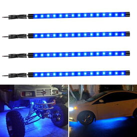 車内用 LEDテープライト フットランプ バイク 両面テープ 足下照明 車内装飾用 テールランプ 15SMD 30CM 12V車用 防水 高輝度 切断可 4本 ブルー