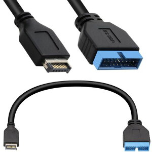 Xiatiaosann USB 3.0 19/20�s���w�b�_�[�}�U�[�{�[�h�����P�[�u���� USB 3.1�t�����g�p�l��Type-E�w�b�_ �I�X-�I�X�A�_�v�^�f�[�^�`��200mm/7.87in���C�� ASUS�p PC�R���s���[�^�R�l�N�^�p