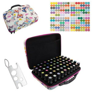 Arxusエッセンシャルオイル収納ケース5-15ml12本分/30本分/60本分精油ボトル収納可蝶のパターン持ち運びやすい耐衝撃性防水防塵防虫性ハードシェル精油収納ボックス