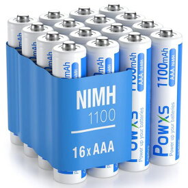 POWXS 単4電池 充電式 ニッケル水素 単四電池 高容量1100MAH 約1200回使用可能 16本入り 単四充電池 低自己放電 液漏れ防止 充電池 単4 単4形充電池