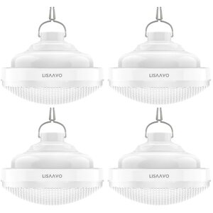 ?LISAAVO4個セットLedランタン充電式2400mAh大容量USB充電式小型軽量3段階調光テント/防災/キャンプ/釣り/作業用吊り下げ&マグネット対応非常用ライト(ホワイト)