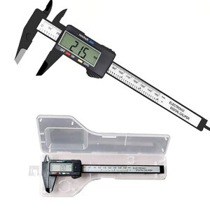 DTYノギス150mmデジタルノギス測定ジョウが長い大画面大文字表示カーボンファイバー製測定品を傷つけない長い15cmゼロセット機能付内径/外径測定用のぎすオートパワーオフ機能付コンパ…