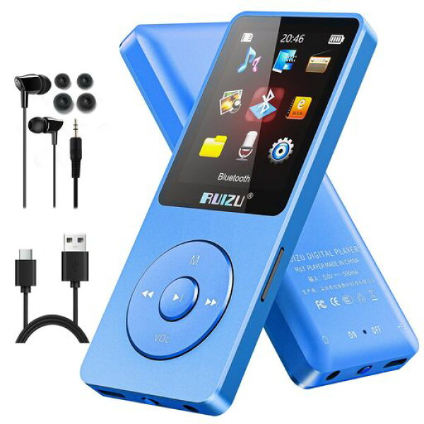 RUIZU 64GB MP3プレーヤーBluetooth 5.3、1.8「スクリーンポータブル音楽プレーヤー、FMラジオ、録音、電子書籍